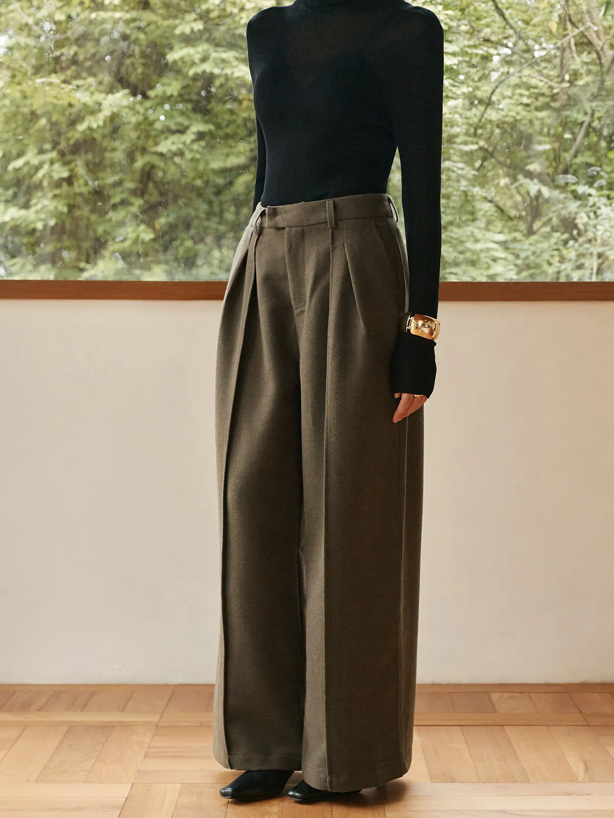 Pleated Wide-Leg Warm Pants sold by COMMENSE product image thumbnail 4
