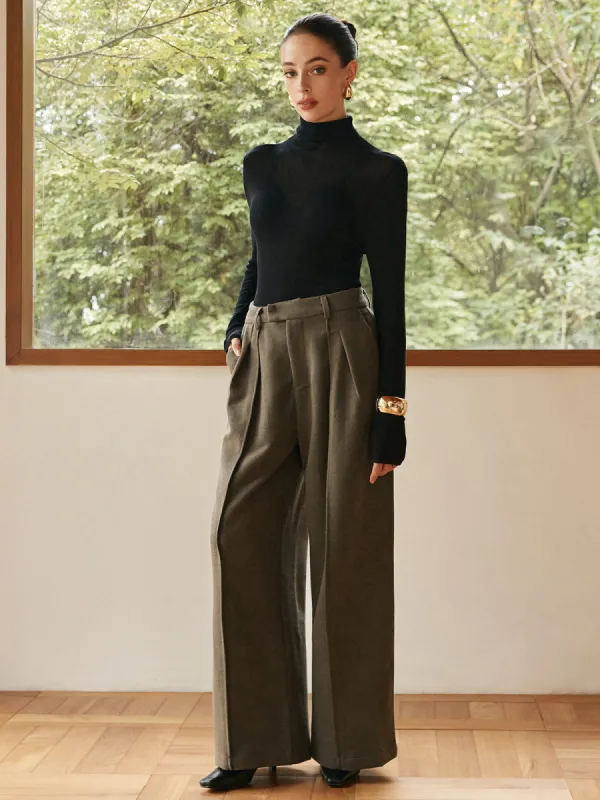 Pleated Wide-Leg Warm Pants sold by COMMENSE