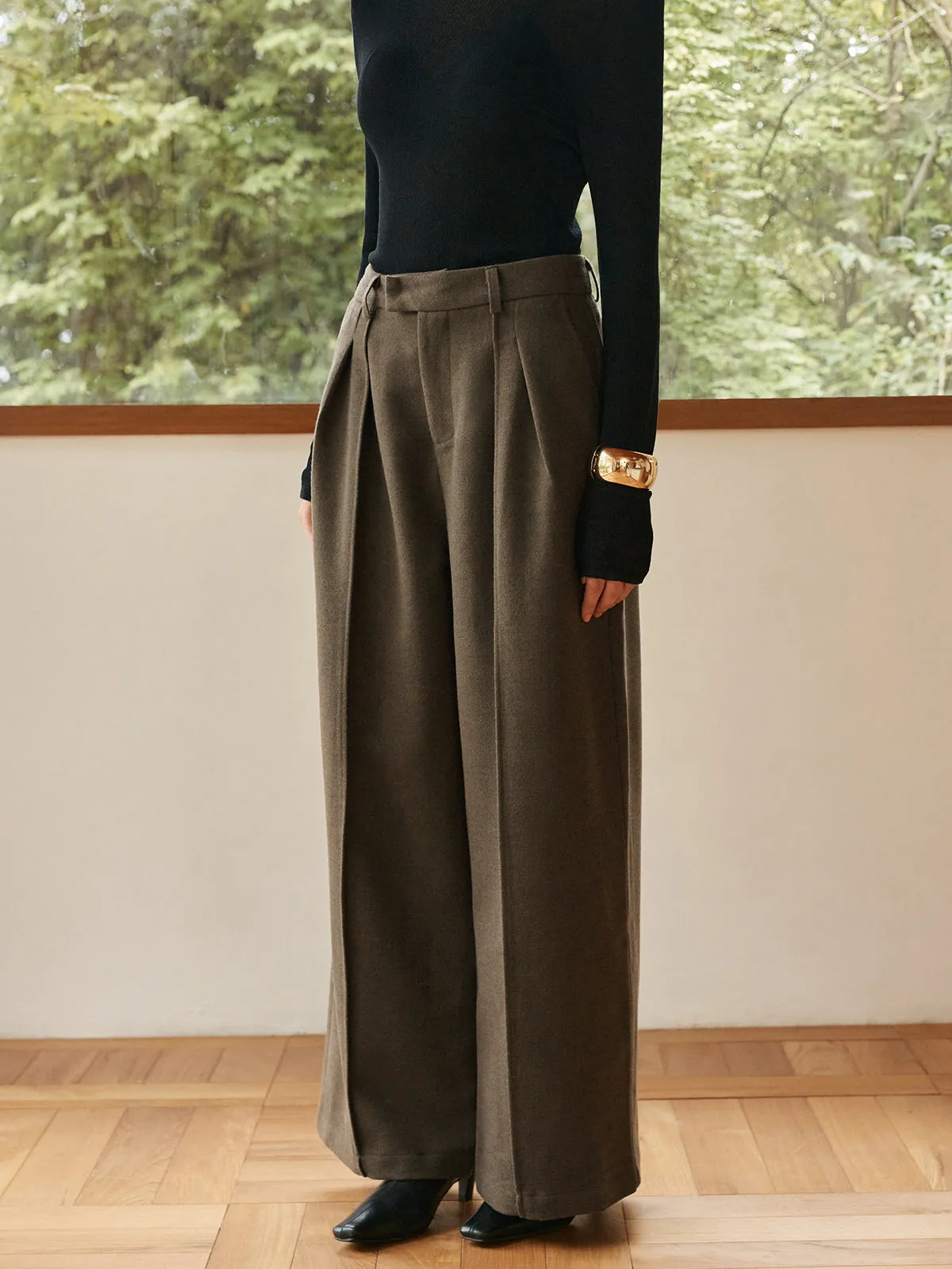 Pleated Wide-Leg Warm Pants sold by COMMENSE product image thumbnail 3