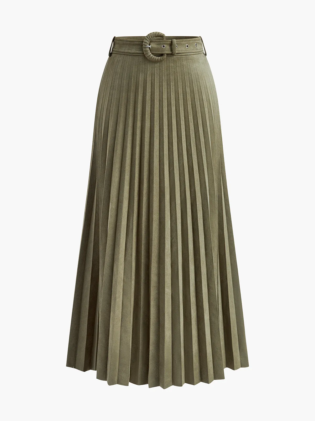Buckle Belt Design Pleated Skirt sold by COMMENSE