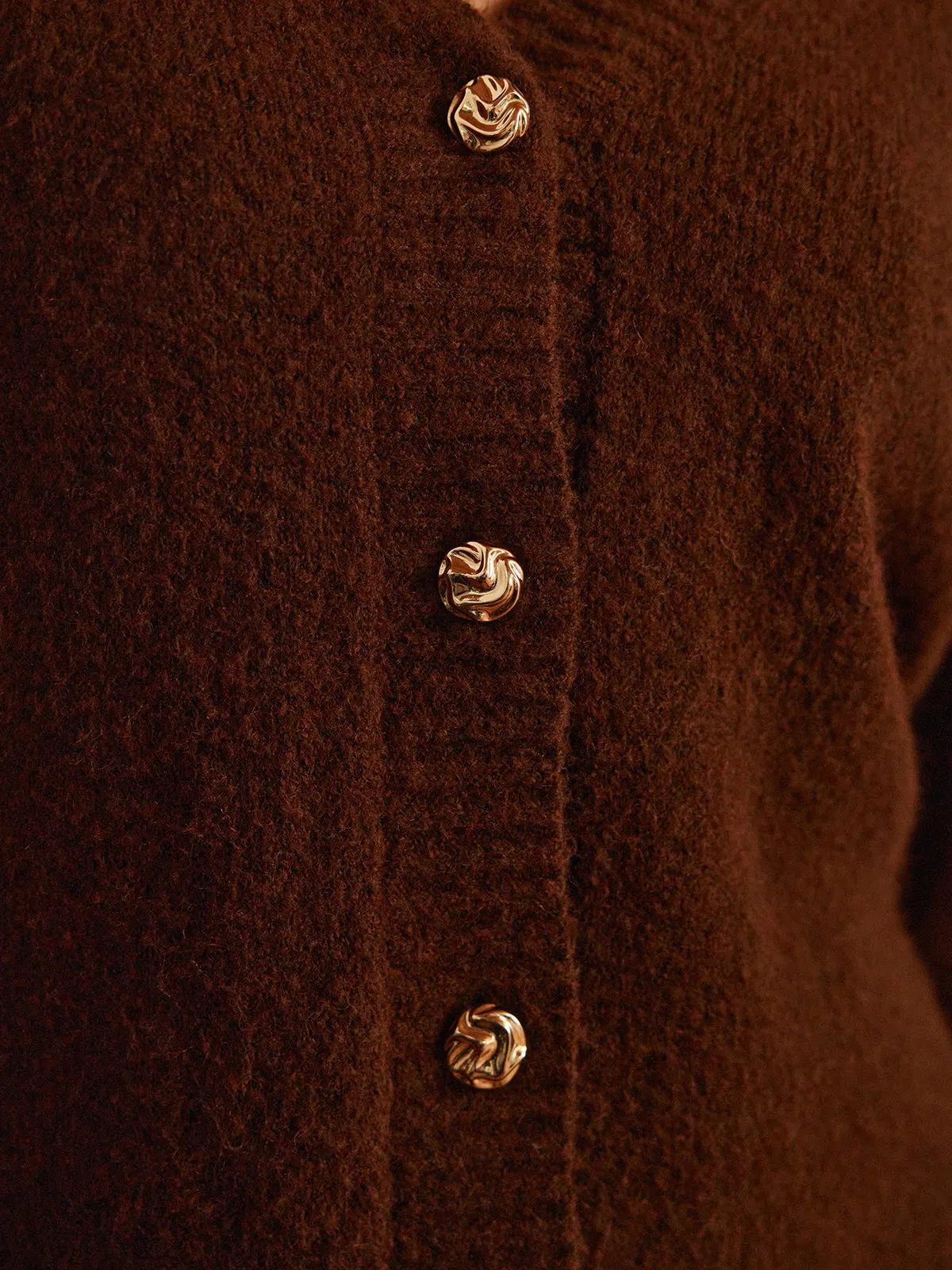 Wool-Blend Metal-Button Belted Cardigan sold by COMMENSE product image thumbnail 3