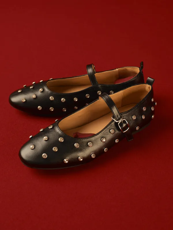 Studded Buckle Strap Mary Jane Ballet Flats sold by COMMENSE