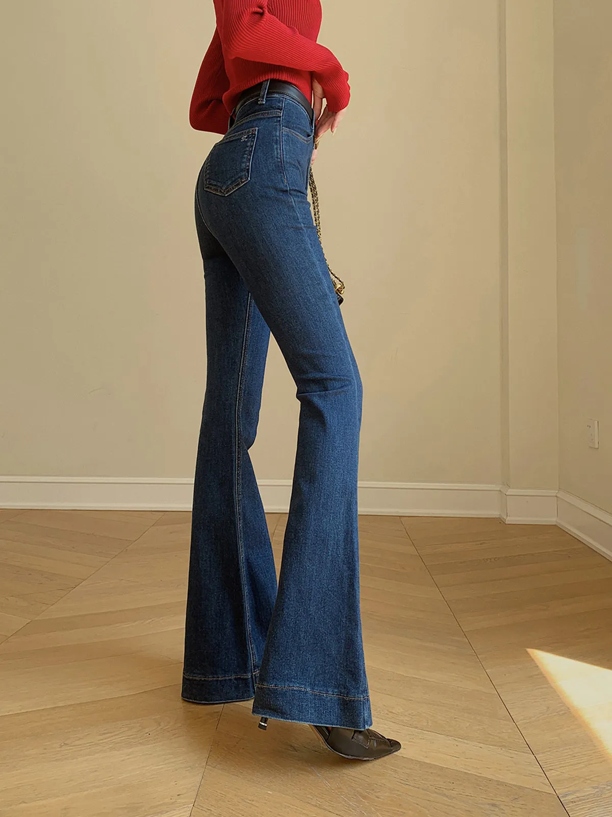 Denim Slim Bootcut Jeans Without Belt sold by COMMENSE product image thumbnail 3