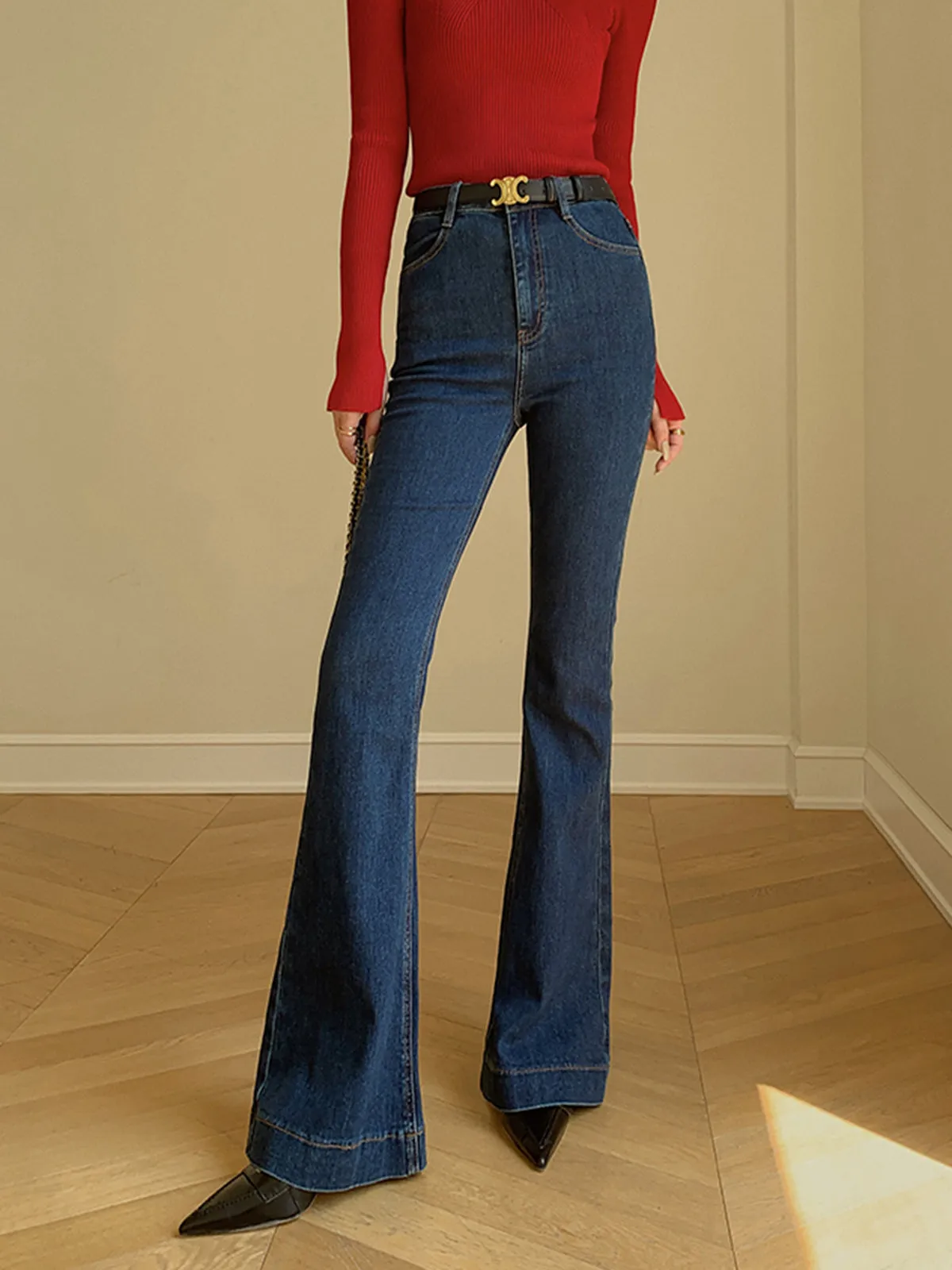 Denim Slim Bootcut Jeans Without Belt sold by COMMENSE product image thumbnail 2