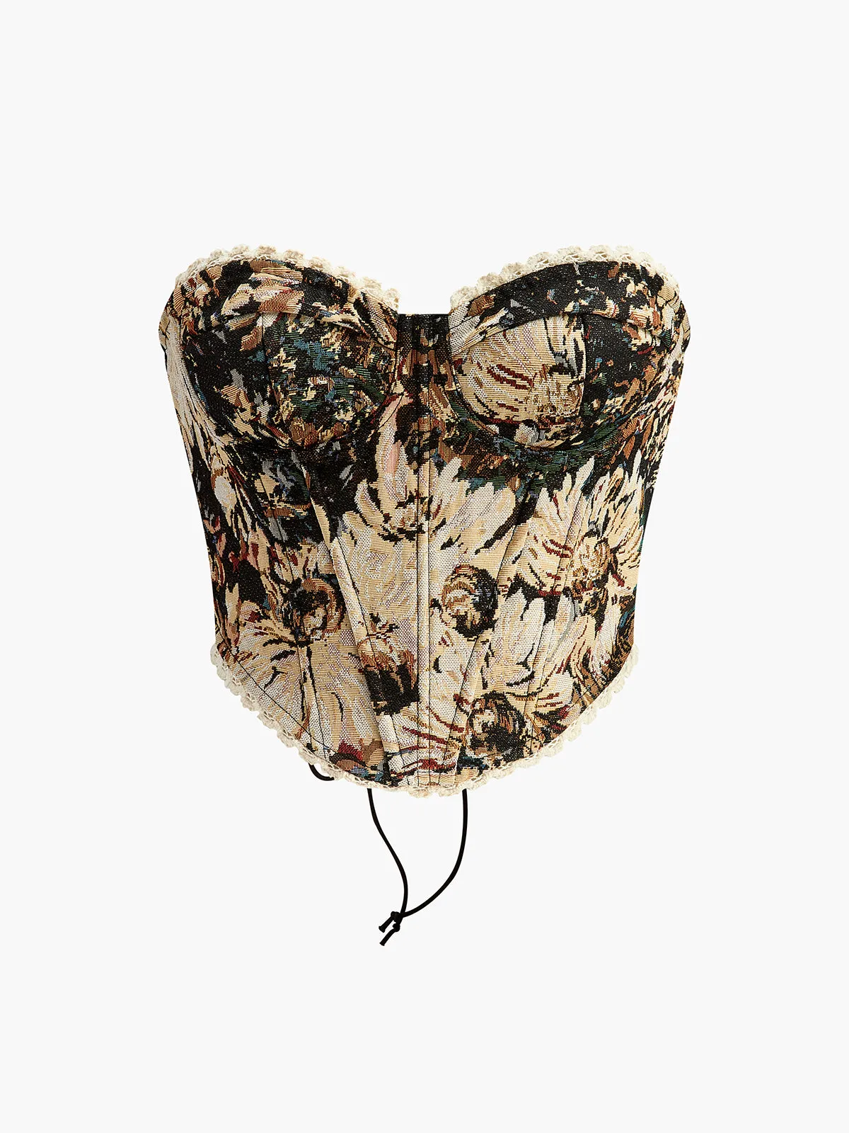 Retro Printed Structured Drawstring Corset sold by COMMENSE