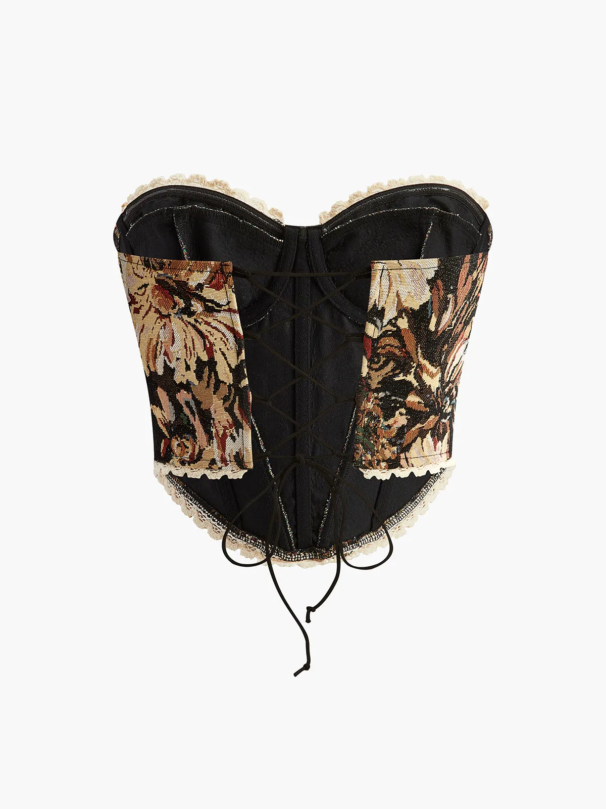 Retro Printed Structured Drawstring Corset sold by COMMENSE product image thumbnail 2