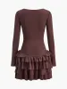 Round Neck Ruffle Slim Knit Dress sold by COMMENSE