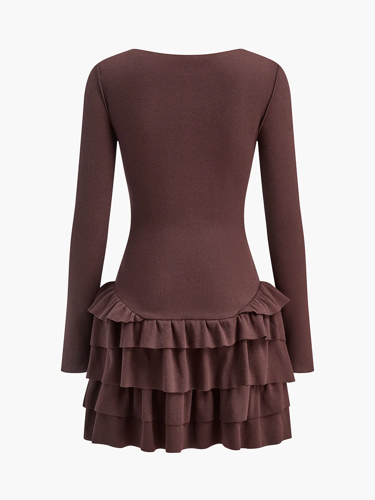 Round Neck Ruffle Slim Knit Dress sold by COMMENSE product image thumbnail 2
