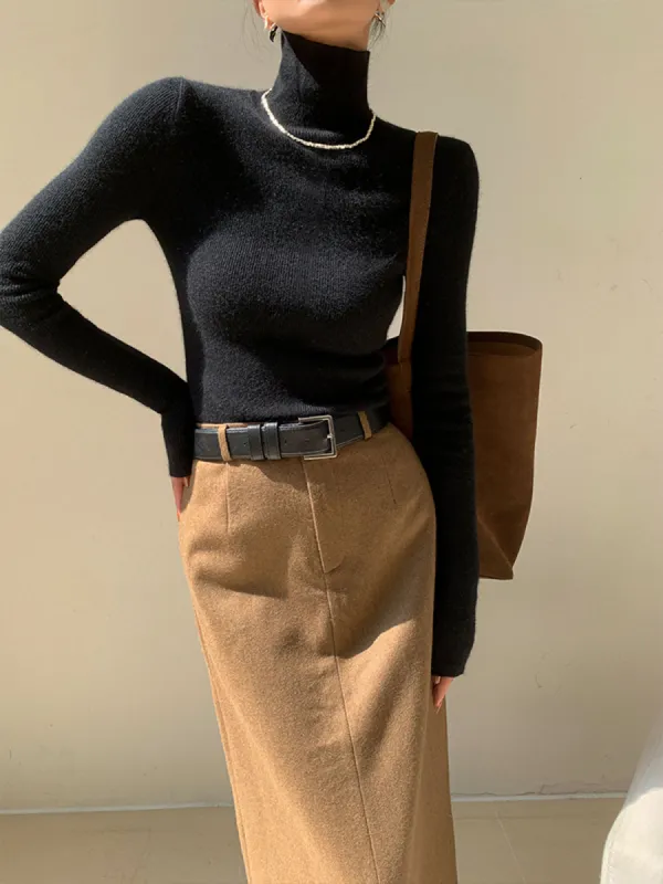 Minimalist Turtleneck Skinny Sweater sold by COMMENSE