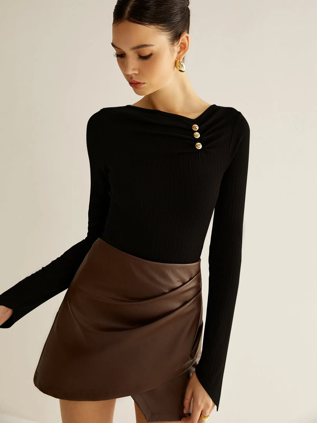 Metal Detail Pleated Blouse sold by COMMENSE product image thumbnail 2