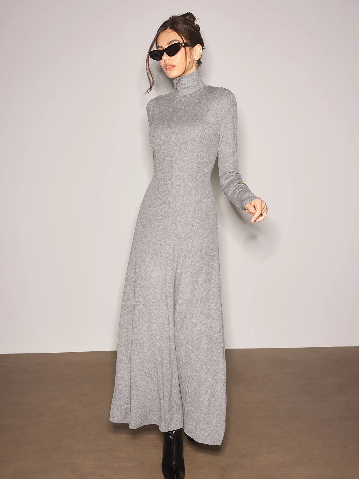 Turtleneck Jersey Long Dress sold by COMMENSE product image thumbnail 2