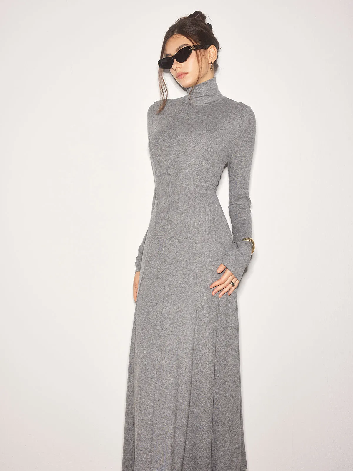 Turtleneck Jersey Long Dress sold by COMMENSE product image thumbnail 3