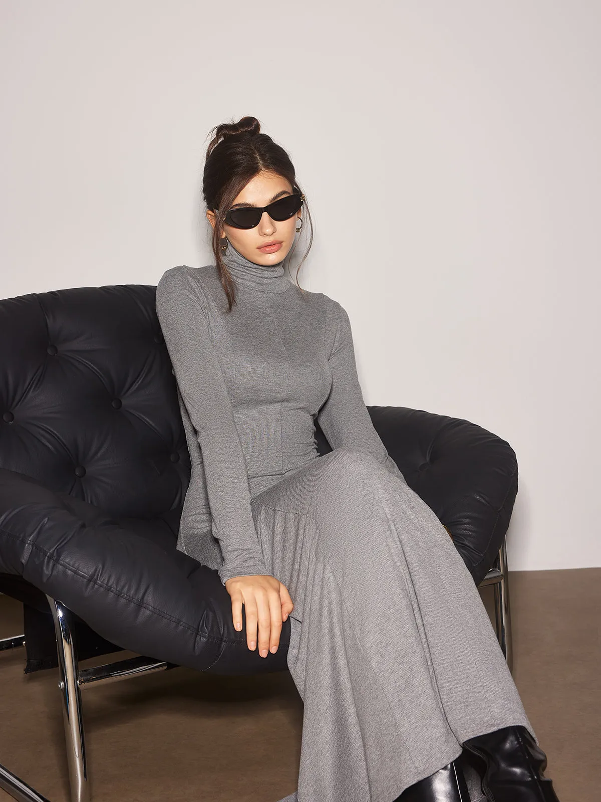 Turtleneck Jersey Long Dress sold by COMMENSE product image thumbnail 4