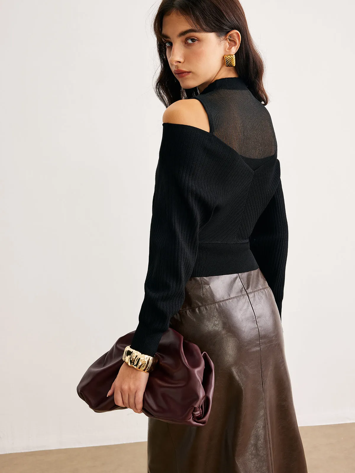 2 in 1 Cold-Shoulder Knit Top sold by COMMENSE product image thumbnail 5