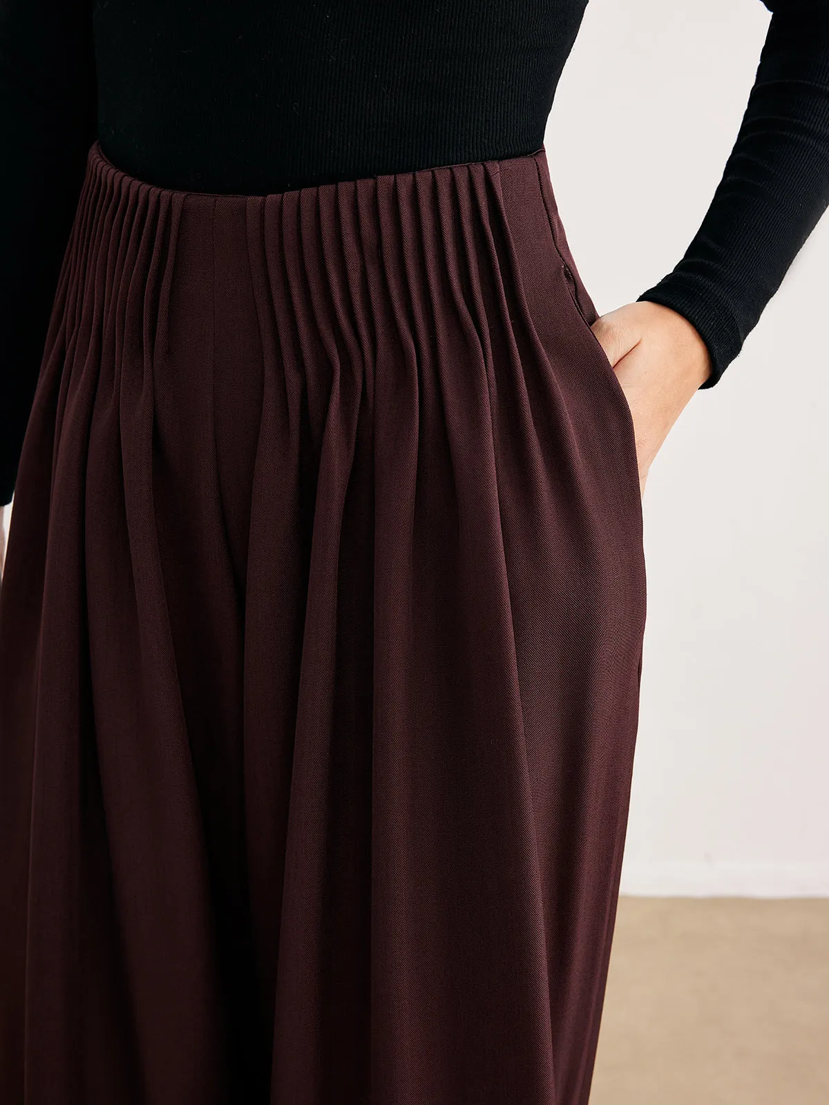 Elastic Waist Pleated Pants sold by COMMENSE product image thumbnail 2