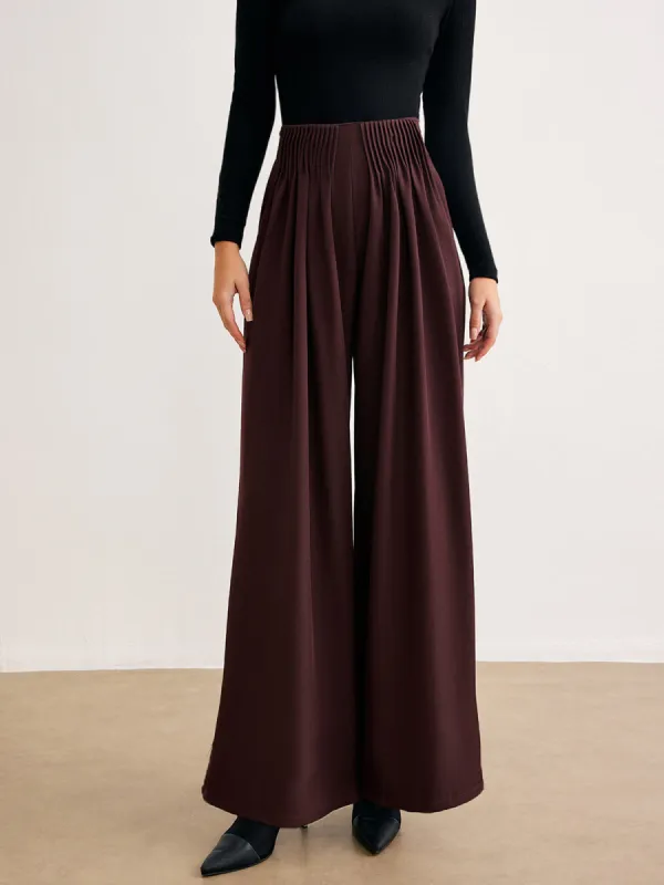 Elastic Waist Pleated Pants sold by COMMENSE