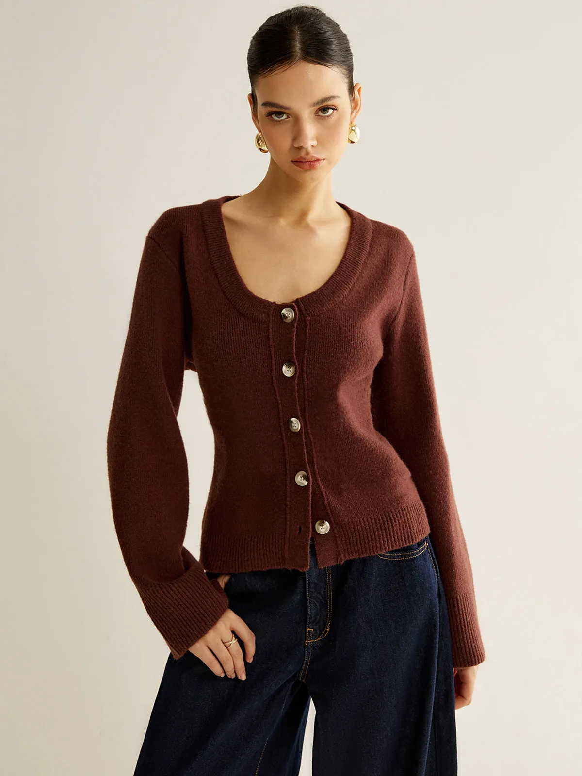 Elegant Button Slim Knit Top sold by COMMENSE product image thumbnail 4