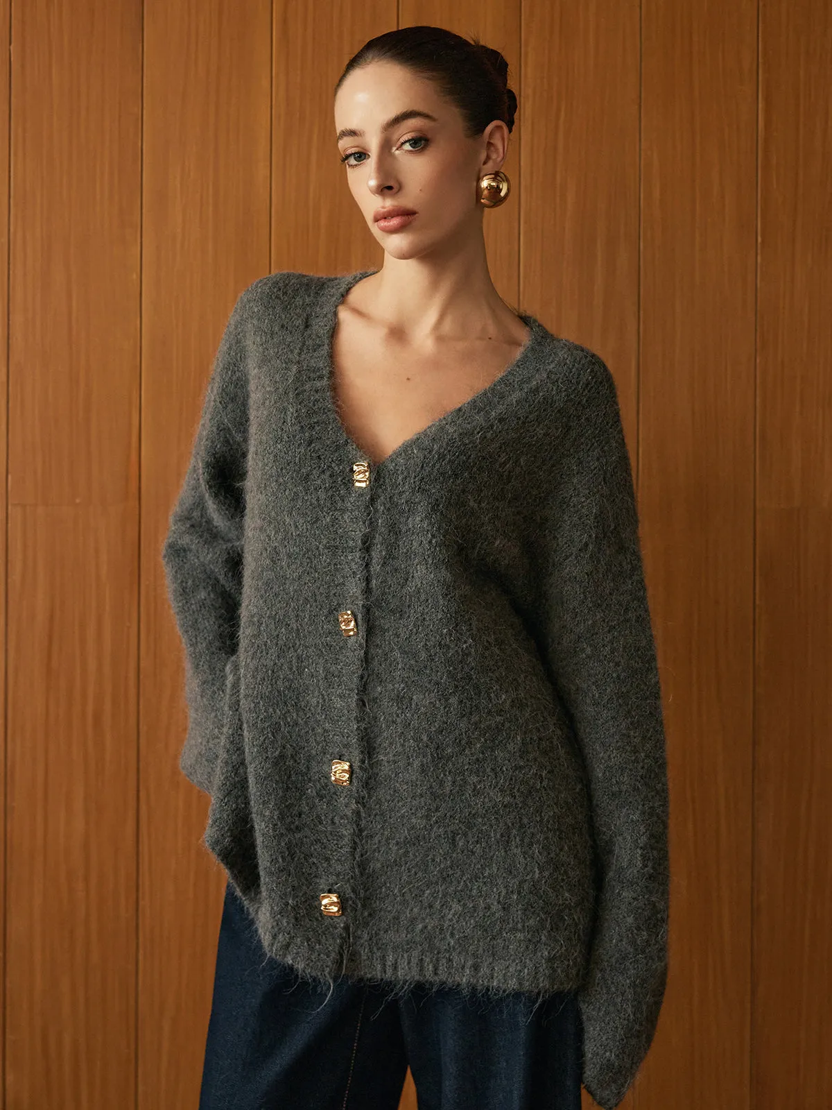 Wool-Blend Metal Button Knit Outerwear sold by COMMENSE product image thumbnail 3