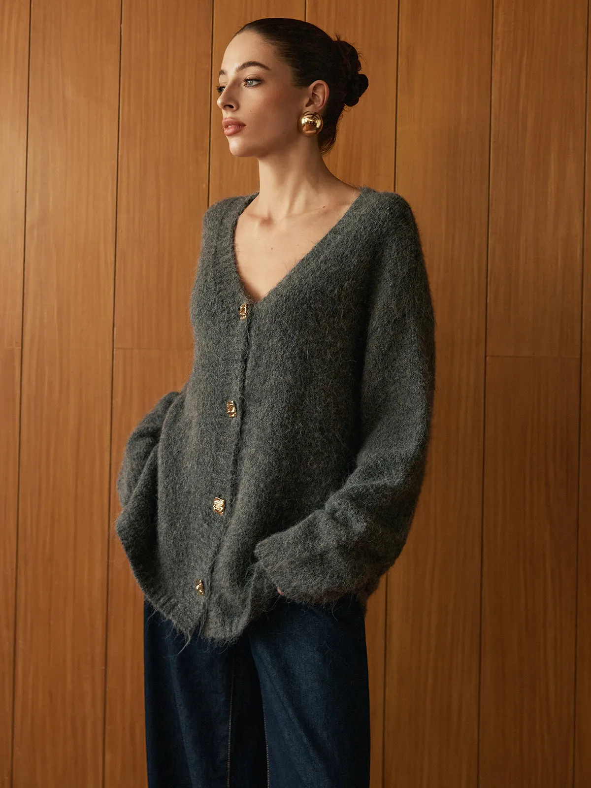 Wool-Blend Metal Button Knit Outerwear sold by COMMENSE product image thumbnail 4