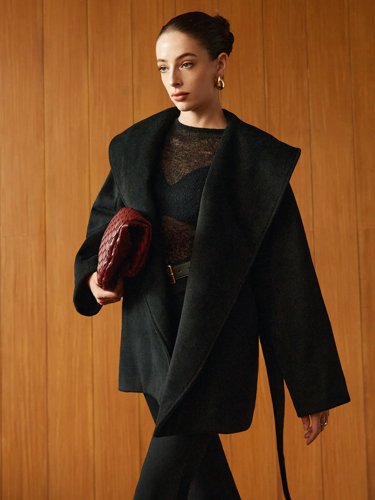 Large Collar Belted Coat sold by COMMENSE product image thumbnail 5