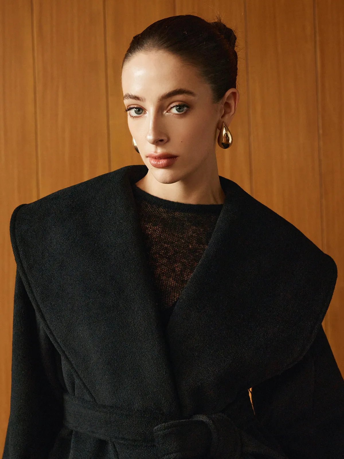 Large Collar Belted Coat sold by COMMENSE product image thumbnail 3