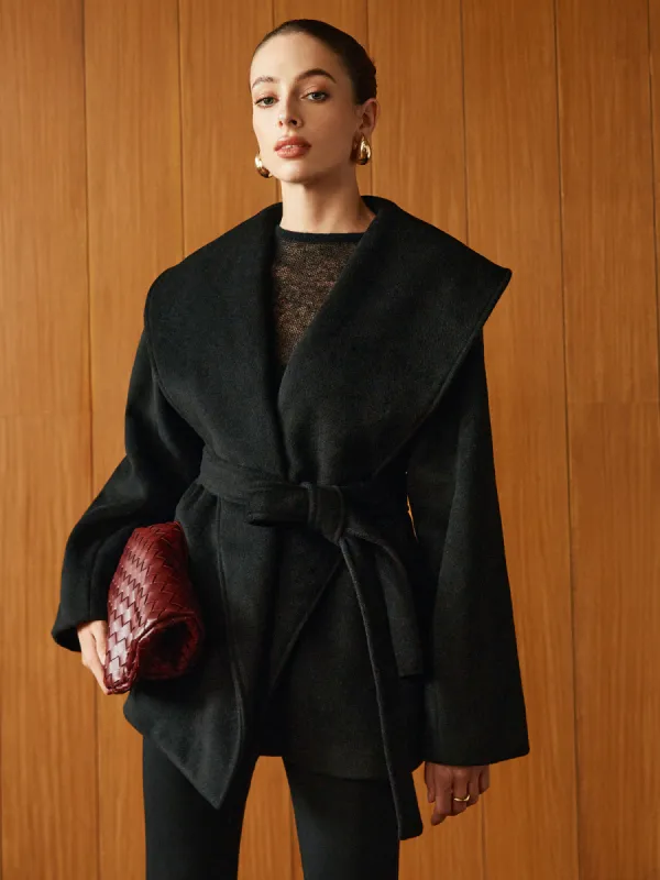 Large Collar Belted Coat sold by COMMENSE