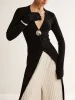 Metal Decor Split Knit Long Top sold by COMMENSE