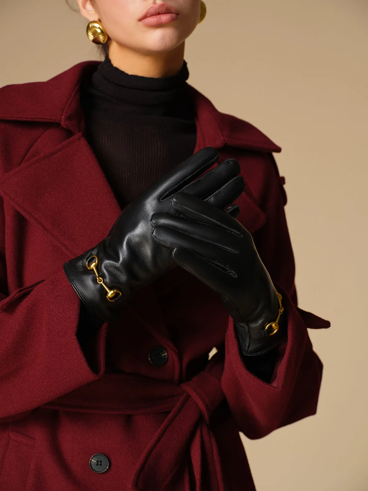 Metal Detail Sheepskin Fleecing Gloves sold by COMMENSE