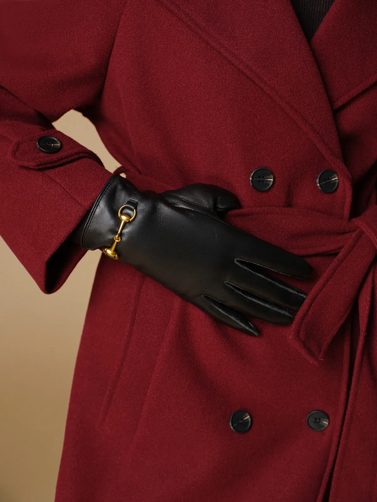 Metal Detail Sheepskin Fleecing Gloves sold by COMMENSE product image thumbnail 3