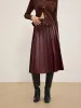 Faux Leather Pleated Midi Skirt sold by COMMENSE