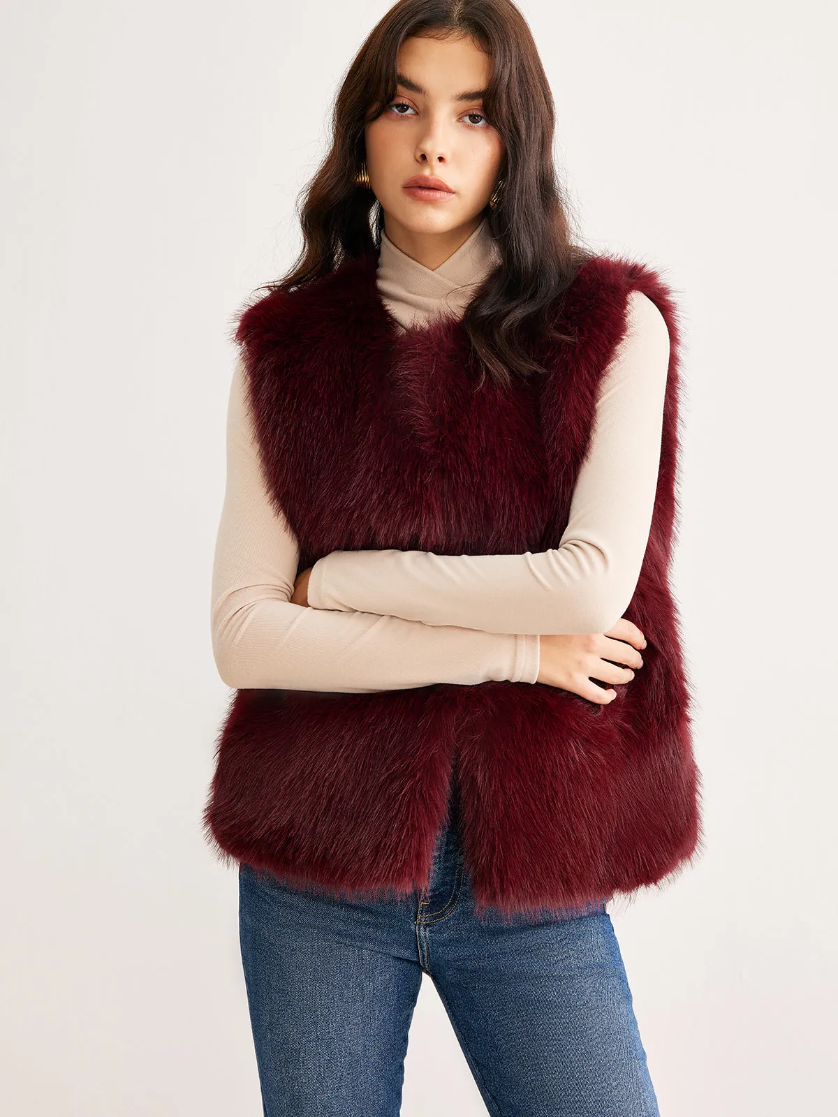 Minimalist Faux Fur Vest sold by COMMENSE product image thumbnail 2