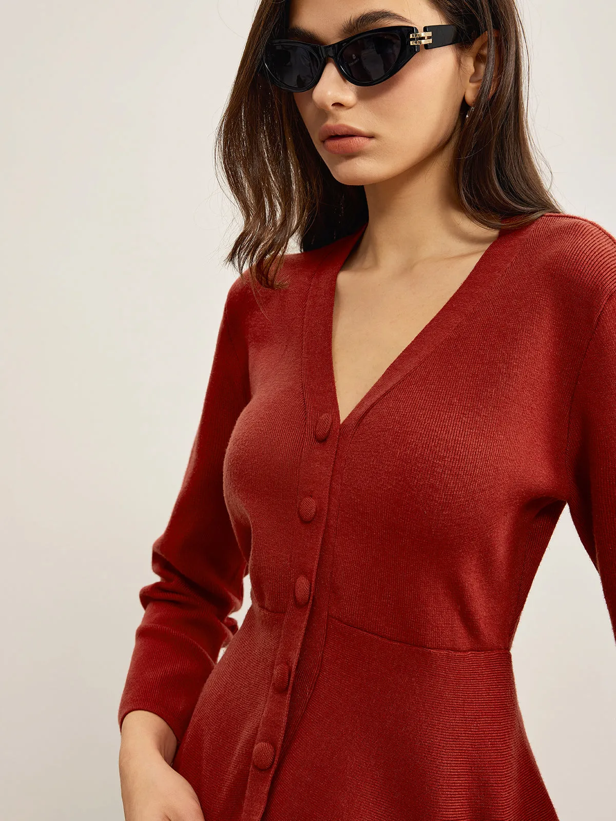 V-Neck Ruffle Jersey Skirt set sold by COMMENSE product image thumbnail 2