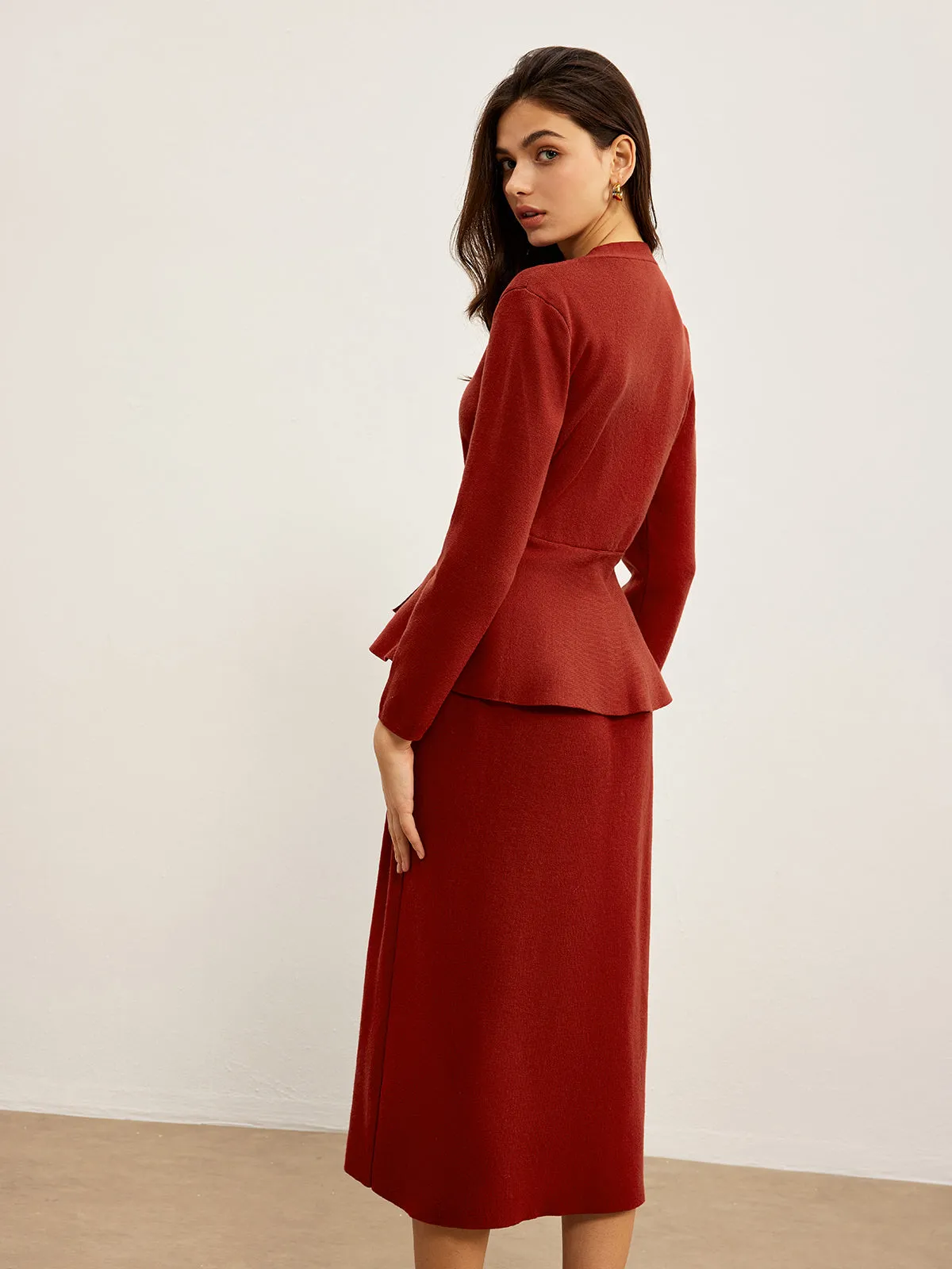V-Neck Ruffle Jersey Skirt set sold by COMMENSE product image thumbnail 4