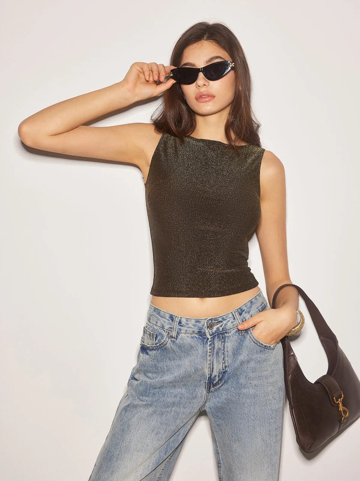 Elegant Purl Crop Tank Top sold by COMMENSE product image thumbnail 5