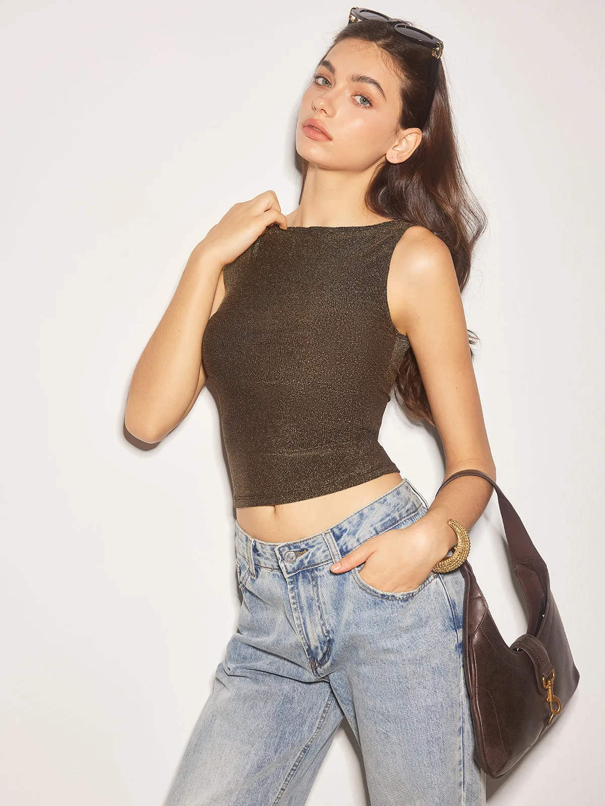 Elegant Purl Crop Tank Top sold by COMMENSE product image thumbnail 3