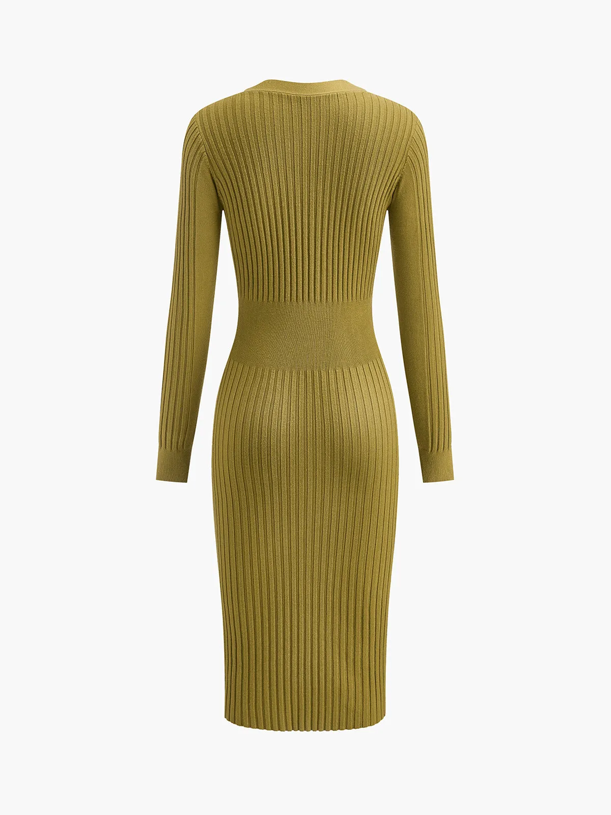 Ribbed Slim Sweater Midi Dress sold by COMMENSE product image thumbnail 3