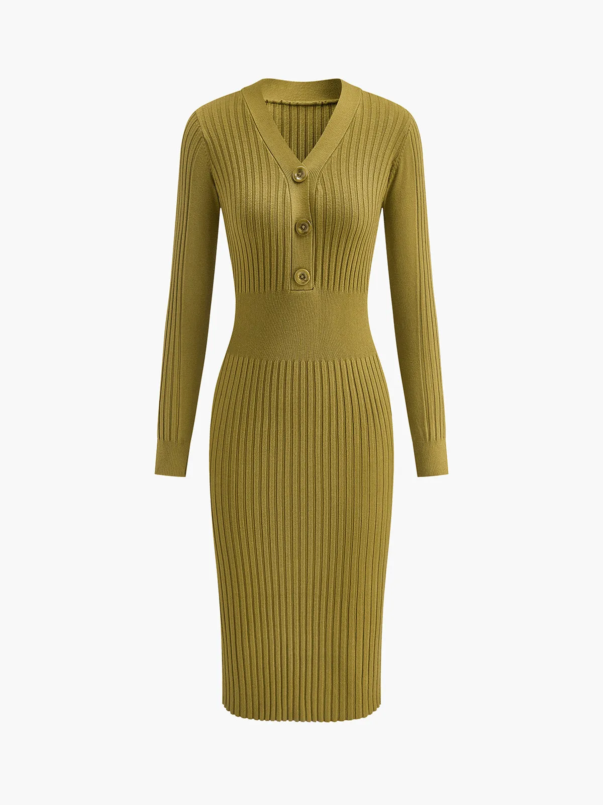 Ribbed Slim Sweater Midi Dress sold by COMMENSE