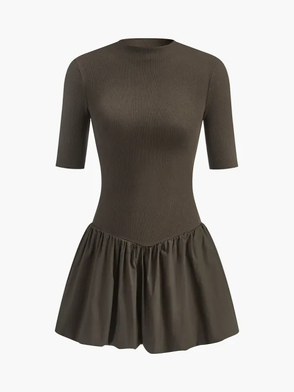 Half Sleeve Pleated Panel Dress sold by COMMENSE