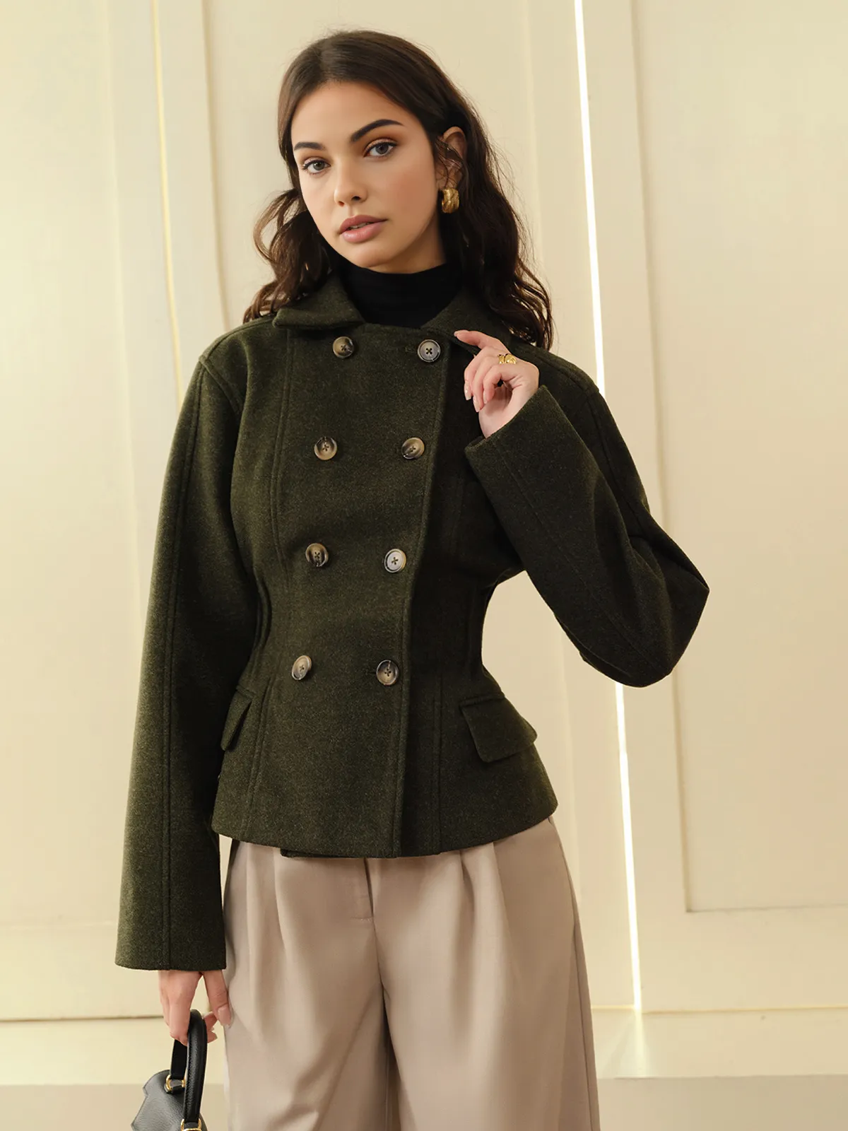 Button Lapel Tweed Coat sold by COMMENSE product image thumbnail 3
