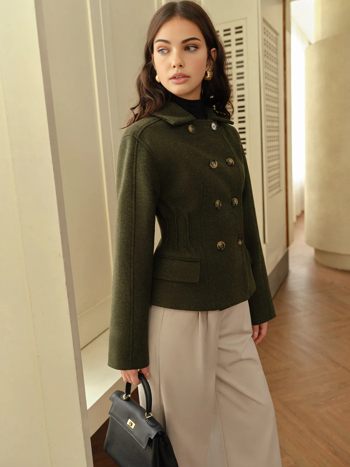 Button Lapel Tweed Coat sold by COMMENSE