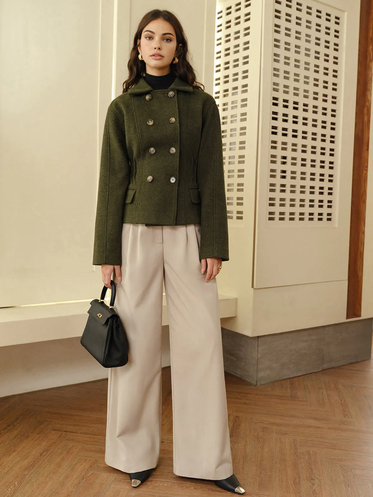 Button Lapel Tweed Coat sold by COMMENSE product image thumbnail 2