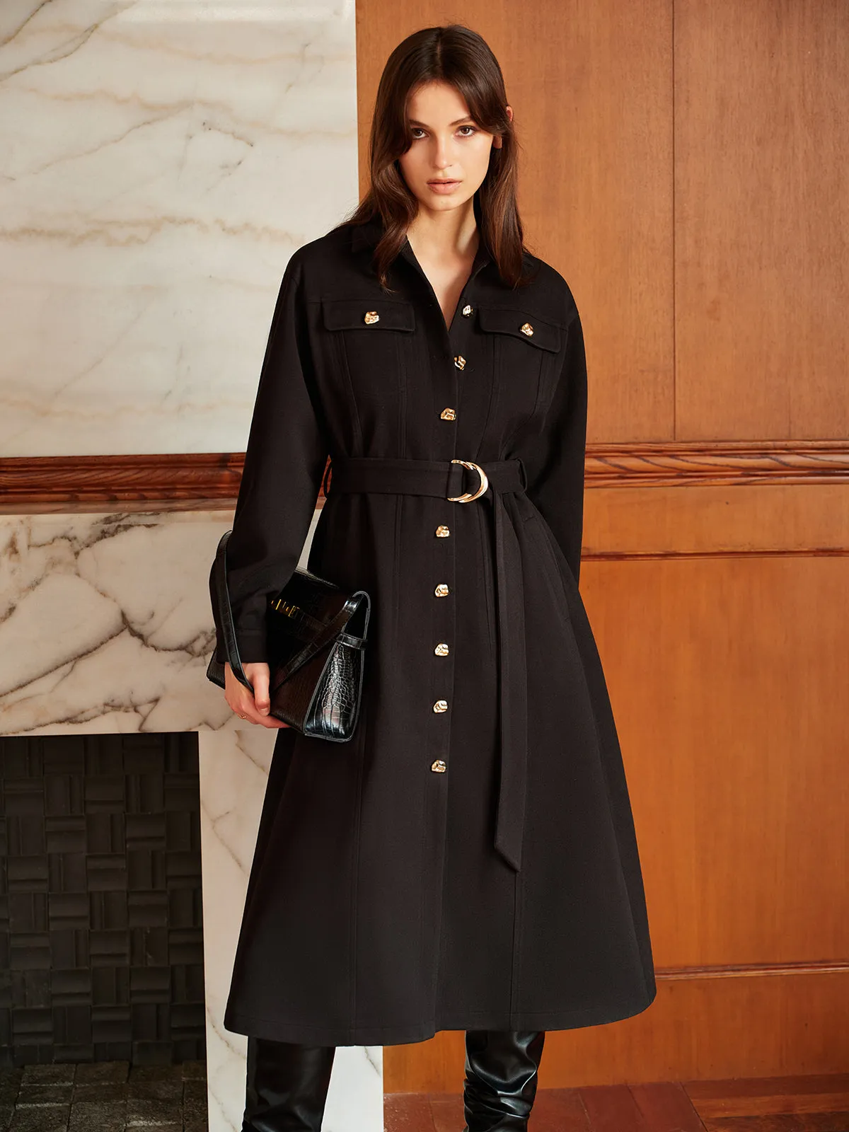 Leisure Metal Detail Belted Coat sold by COMMENSE product image thumbnail 2