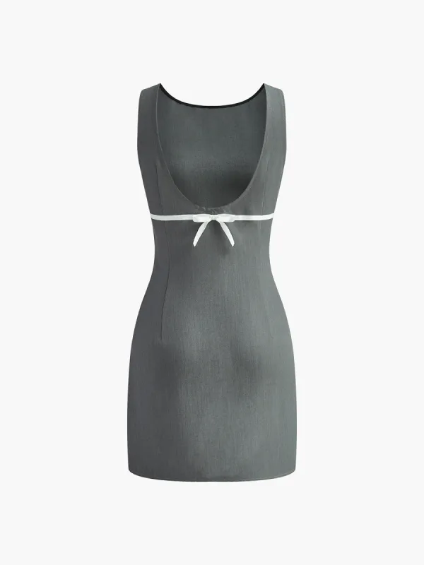 Bow Decor Backless Tank Dress sold by COMMENSE