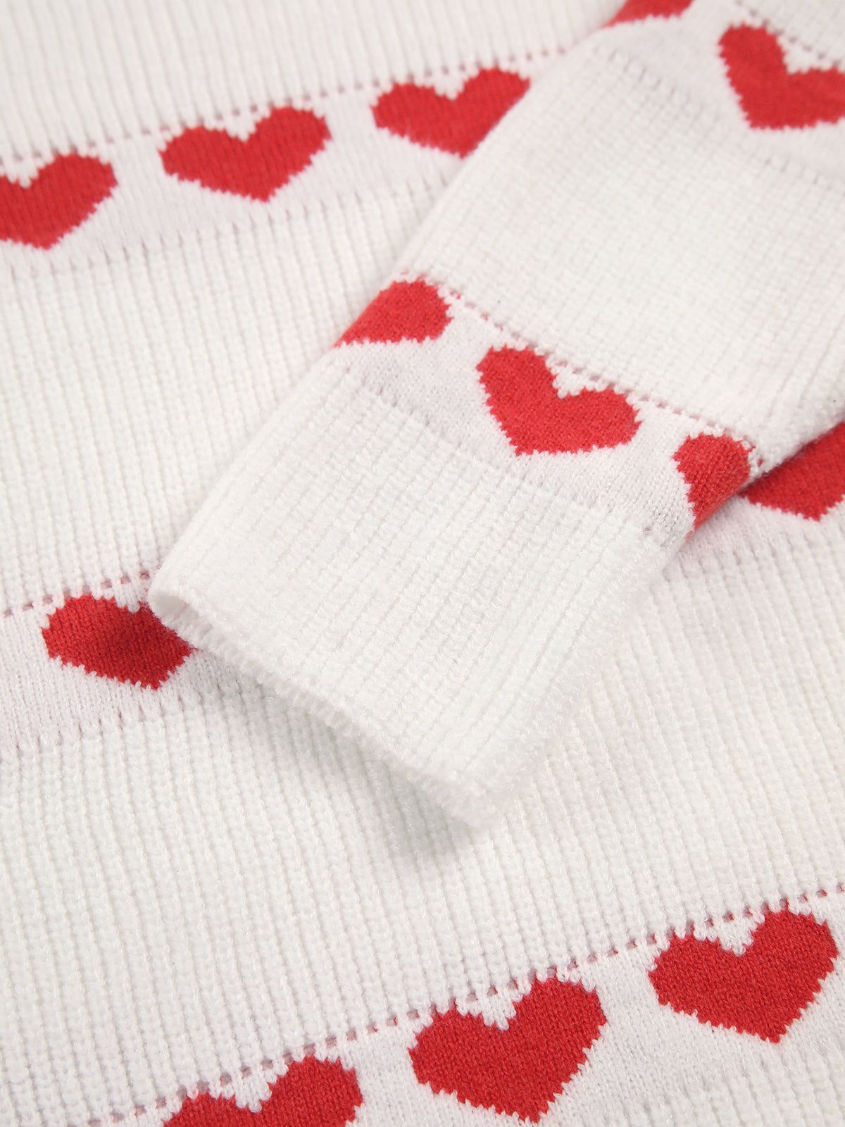 Heart Striped Crew Neck Knit Sweater sold by COMMENSE product image thumbnail 4