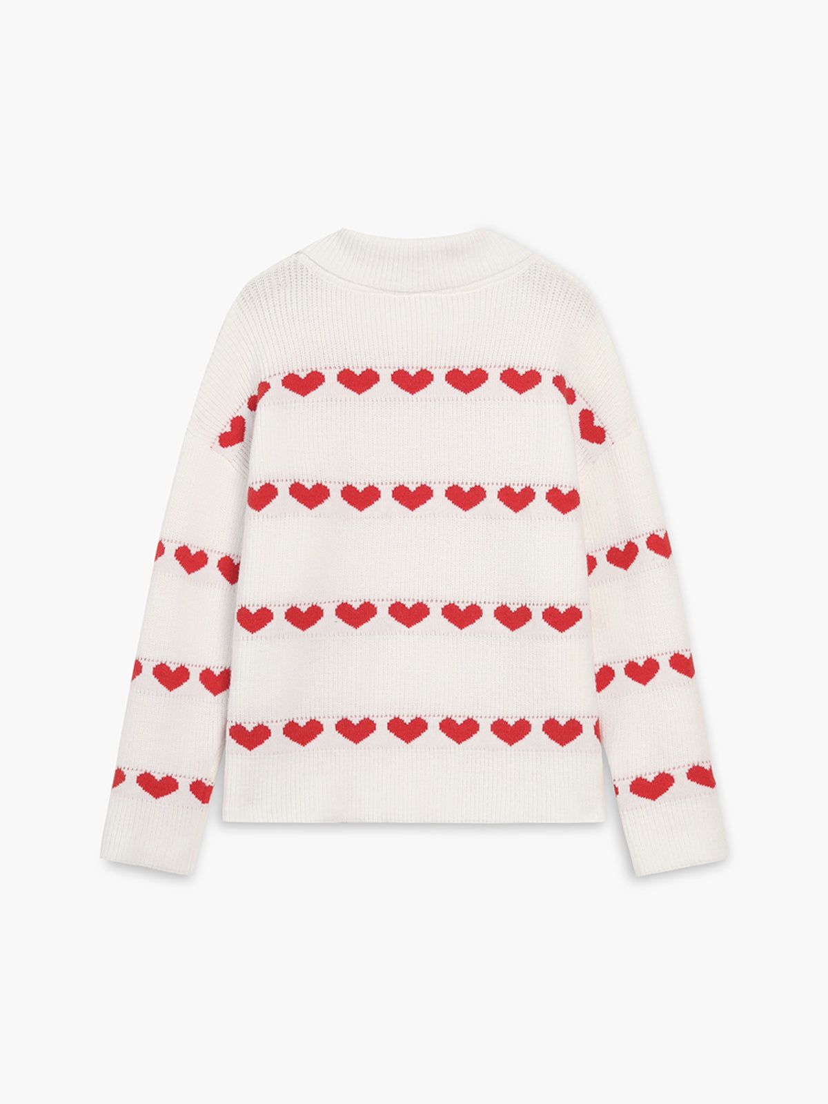Heart Striped Crew Neck Knit Sweater sold by COMMENSE product image thumbnail 2