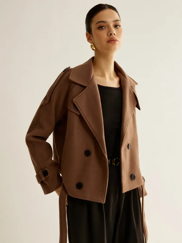 Regular Belted Button Blazer sold by COMMENSE