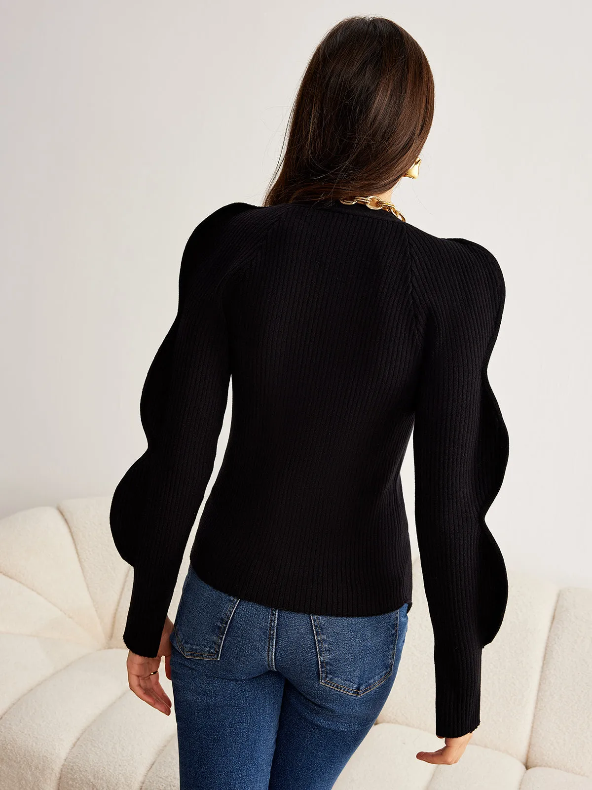 Turn Lock Wave-Sleeve Cardigan sold by COMMENSE product image thumbnail 5