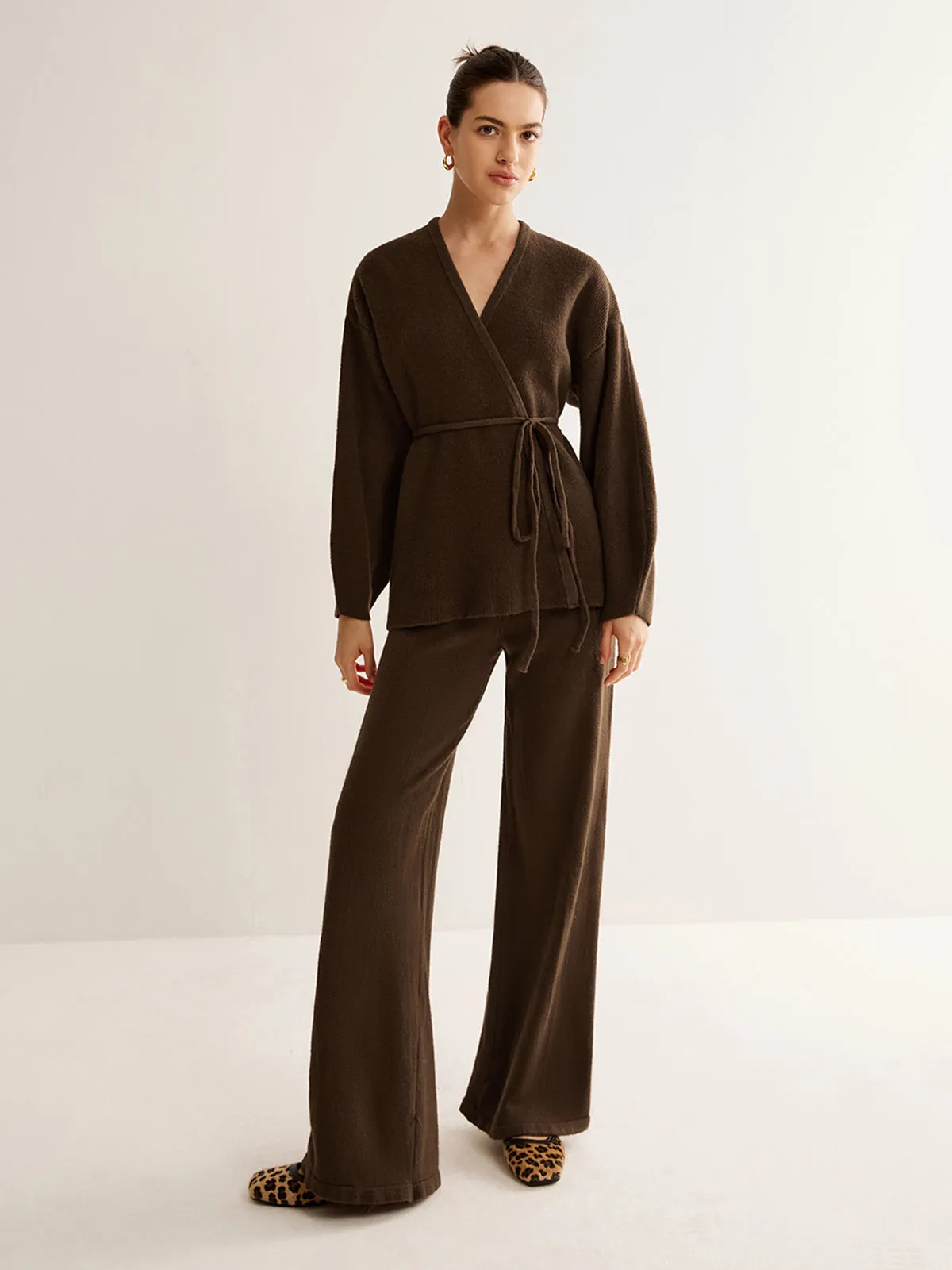 Wrap Belted Sweater Pants Set sold by COMMENSE product image thumbnail 2