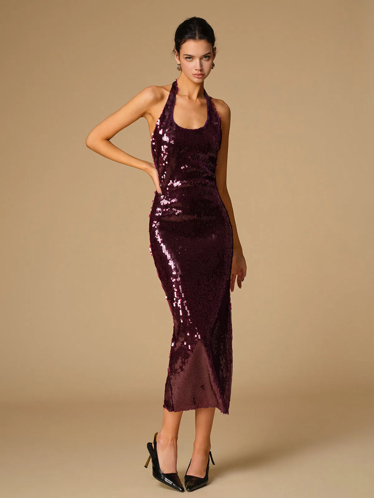 Elegant Sequins Halter Dress sold by COMMENSE product image thumbnail 2