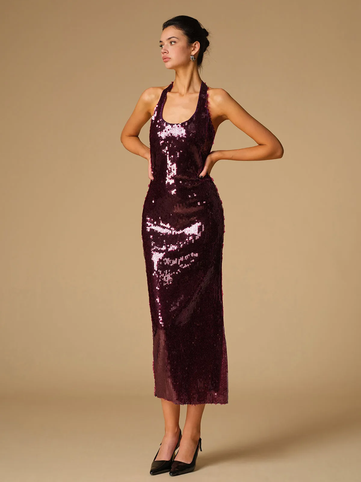 Elegant Sequins Halter Dress sold by COMMENSE product image thumbnail 3